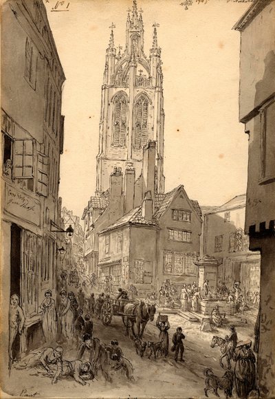 Vieja tienda de ginebra cerca de la Catedral de San Nicolás de John Glover